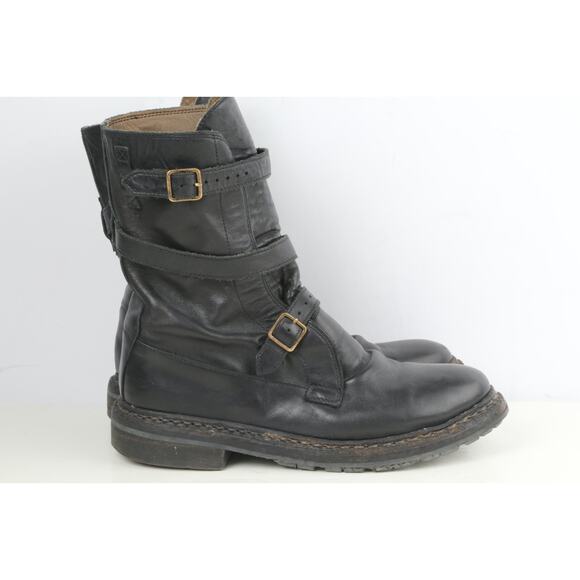 BURBERRY Woman's Boots Black Leather Blanchard Ankle Straps Moto Biker Size 36 - Picture 5 of 16